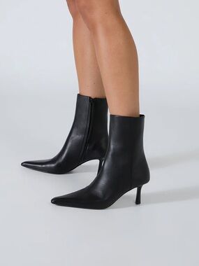 Tony Bianco “Quincy Black Nappa” Leather Bootie Pointed toe Heel